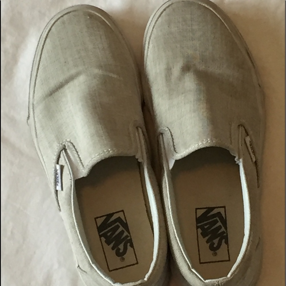 Beige textured slip on vans